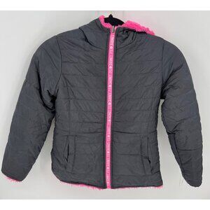 Limited too Girls Reversible Puffer Jacket With Hood & Pink Fuzzy Lining Size8